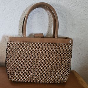 Vintage Relic By Fossil Light Brown Woven Leather Purse.